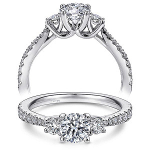 Taryn 14k White Gold Round 3 Stone Engagement Ring TE11490W44JJ