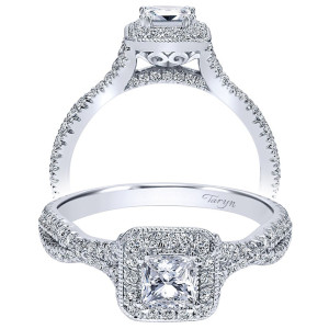 Taryn 14k White Gold Princess Cut Halo Engagement Ring TE11869S0W44JJ