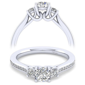 Taryn 14k White Gold Round 3 Stone Engagement Ring TE12221W44JJ