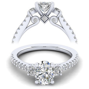 Taryn 14k White Gold Oval 3 Stone Engagement Ring TE12246W44JJ