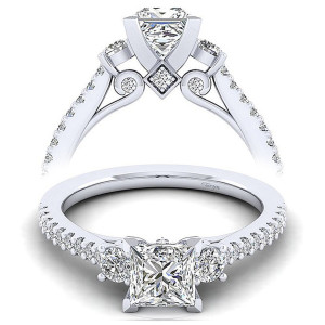 Taryn 14k White Gold Princess Cut 3 Stone Engagement Ring TE12249W44JJ