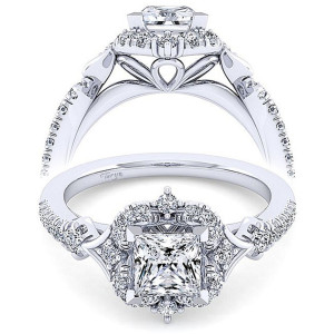 Taryn 14k White Gold Princess Cut Halo Engagement Ring TE14411S4W44JJ