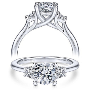 Taryn 14k White Gold Round 3 Stone Engagement Ring TE14745R4W44JJ