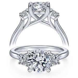 Taryn 14k White Gold Round 3 Stone Engagement Ring TE14745R6W44JJ
