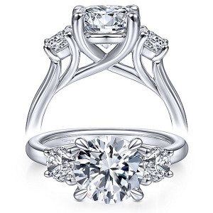 Taryn 14k White Gold Round 3 Stone Engagement Ring TE14745R8W44JJ