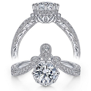 Taryn 14k White Gold Curved Round Diamond Engagement Ring TE14765R3W44JJ