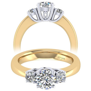 Taryn 14k Yellow/White Gold Round 3 Stones Engagement Ring TE3813M44JJ