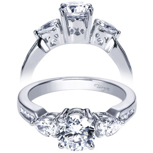 Taryn 14k White Gold Round 3 Stones Engagement Ring TE3842W44JJ