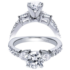 Taryn 14k White Gold Round 3 Stones Engagement Ring TE4019W44JJ