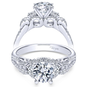 Taryn 14k White Gold Round 3 Stones Engagement Ring TE5332W44JJ
