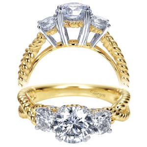Taryn 14k Yellow Gold Round 3 Stones Engagement Ring TE5368M43JJ