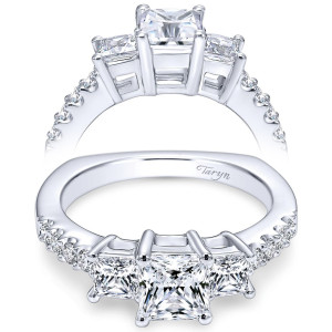 Taryn 14k White Gold Princess Cut 3 Stones Engagement Ring TE6021W44JJ