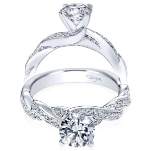 Taryn 14k White Gold Round Twisted Engagement Ring TE6138W44JJ