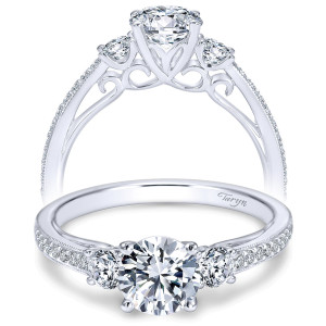 Taryn 14k White Gold Round 3 Stones Engagement Ring TE7280W44JJ