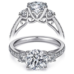 Taryn 14k White Gold Round 3 Stone Engagement Ring TE7283W44JJ