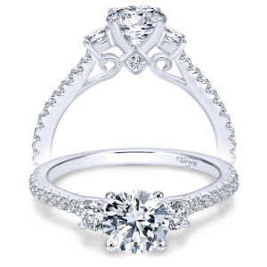 Taryn 14k White Gold Round 3 Stones Engagement Ring TE7295W44JJ