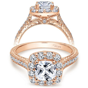 Taryn 14k Rose Gold Cushion Cut Halo Engagement Ring TE7500K44JJ
