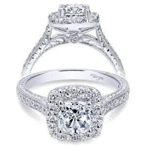 Taryn 14k White Gold Round Halo Engagement Ring TE7500W44JJ