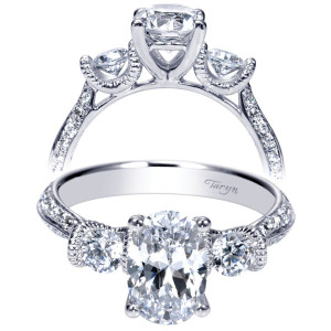 Taryn 14k White Gold Oval 3 Stones Engagement Ring TE8911W44JJ