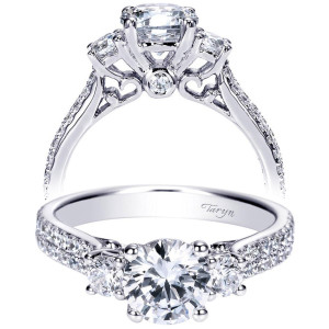 Taryn 14k White Gold Round 3 Stones Engagement Ring TE8973W44JJ