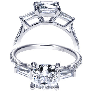 Taryn 14k White Gold Cushion Cut 3 Stones Engagement Ring TE9192W44JJ