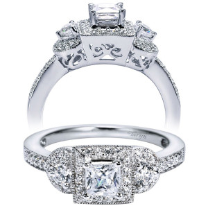 Taryn 14k White Gold Princess Cut 3 Stones Engagement Ring TE94031W44JJ
