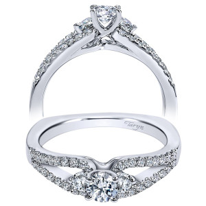 Taryn 14k White Gold Round 3 Stones Engagement Ring TE96088W44JJ