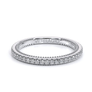 Verragio Couture-0487W 14 Karat wedding band, top view showing the prong set diamond row