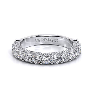 Verragio Couture-0489W30 14 Karat wedding band, top view showing the row of large round diamonds