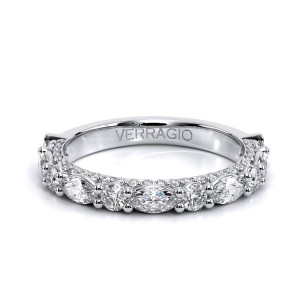 Verragio Couture-0490W25 14 Karat wedding band, top view of alternating marquise and round diamonds