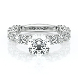 Verragio Lumino-801RD4-30 14 Karat engagement ring, white gold engagement ring, top view of round centre stone with large diamond band