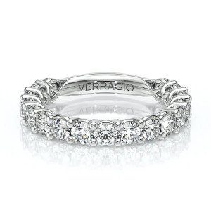 Verragio Lumino-801W-30 14 Karat wedding band, top view with shared prong round diamonds in white metal