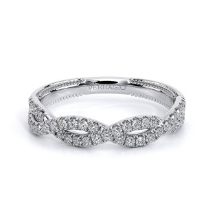 Verragio Renaissance-962W 14 Karat wedding band, top view showing the twisted diamond set strands