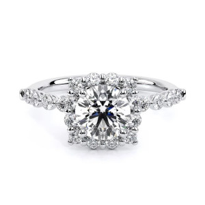 Verragio Renaissance-990CU20 14 Karat engagement ring, round centre in cushion-shaped halo, white metal, top view