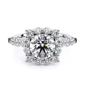 Verragio Renaissance-990CU25 14 Karat engagement ring, round centre in cushion-shaped halo, white metal, top view