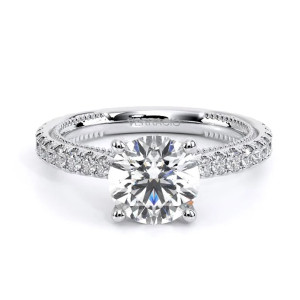 Verragio Renaissance-992R17 14 Karat engagement ring, round engagement ring with pave band, top front view