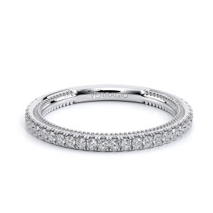 Verragio Renaissance-992W13 14 Karat wedding band, top view showing the slim diamond line