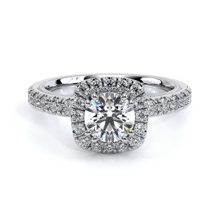 Verragio Tradition-210HCU 14 Karat engagement ring, round diamond engagement ring with cushion shaped halo, top view