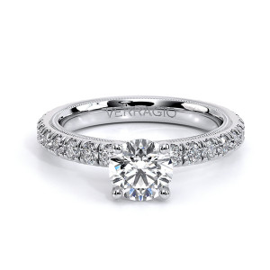 Verragio Tradition-210R4 14 Karat engagement ring, round diamond engagement ring with four prong setting, top view