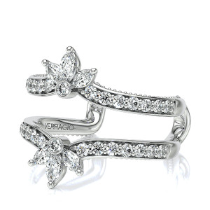 Verragio Vanguard-2034W 14 Karat ring embellisher, angled view showing both diamond set arms