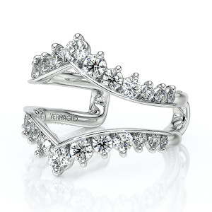 Verragio Vanguard-2035W 14 Karat ring embellisher, angled view of graduated diamond rows