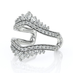 Verragio Vanguard-2039W 14 Karat ring embellisher, angled view of crown crest rails