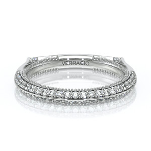 Verragio Vanguard-2204W 14 Karat wedding band, top view of the knife edge diamond ridge