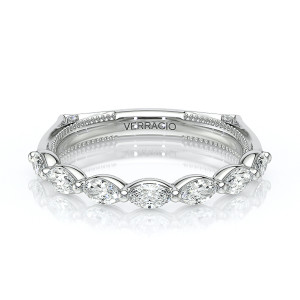 Verragio Vanguard-2205W 14 Karat wedding band, top view of east west set stones