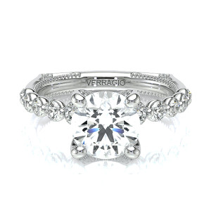 Verragio Vanguard-2206R 14 Karat engagement ring, white gold round centre engagement ring, front view of graduated round diamond band