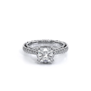 Verragio Venetian-5052P Platinum, front view showing the princess-cut center setting and diamond shoulders