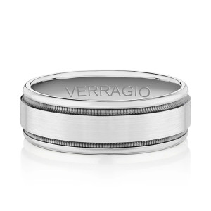 Verragio VWS-200-7 14 Karat men's wedding band, with beaded grooves and satin center