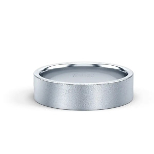 Verragio VWS-211-6 14 Karat men's wedding band, top view of flat satin brushed face
