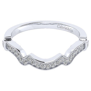 Gabriel 14 Karat White Gold Curved Wedding Band WB12442W44JJ