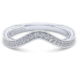 Gabriel 14 Karat White Gold Curved Wedding Band WB14445E4W44JJ